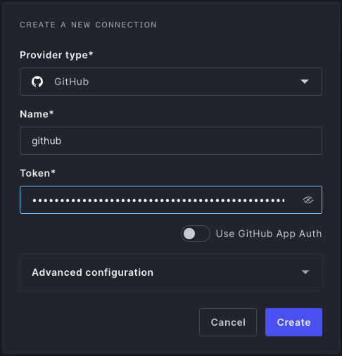 Create SCM Connection Modal